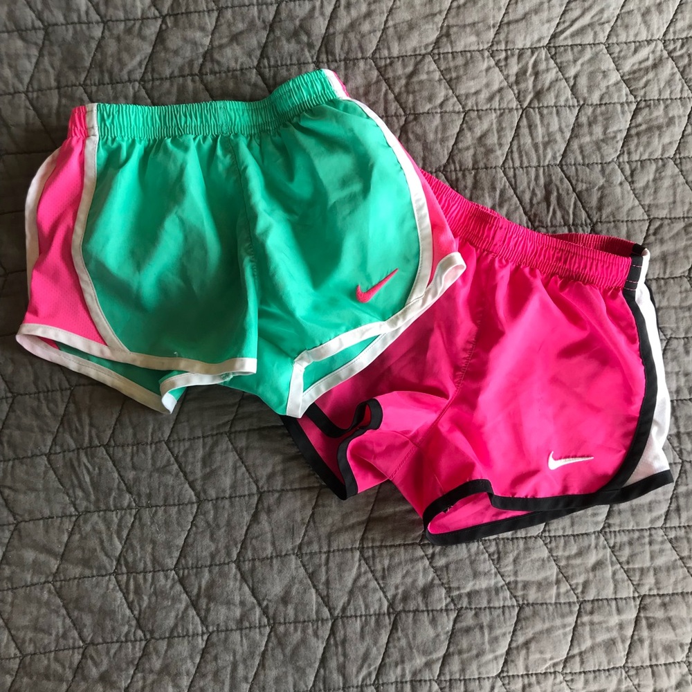 Pair of Nike girls athletic shorts 4t. Pink & Teal